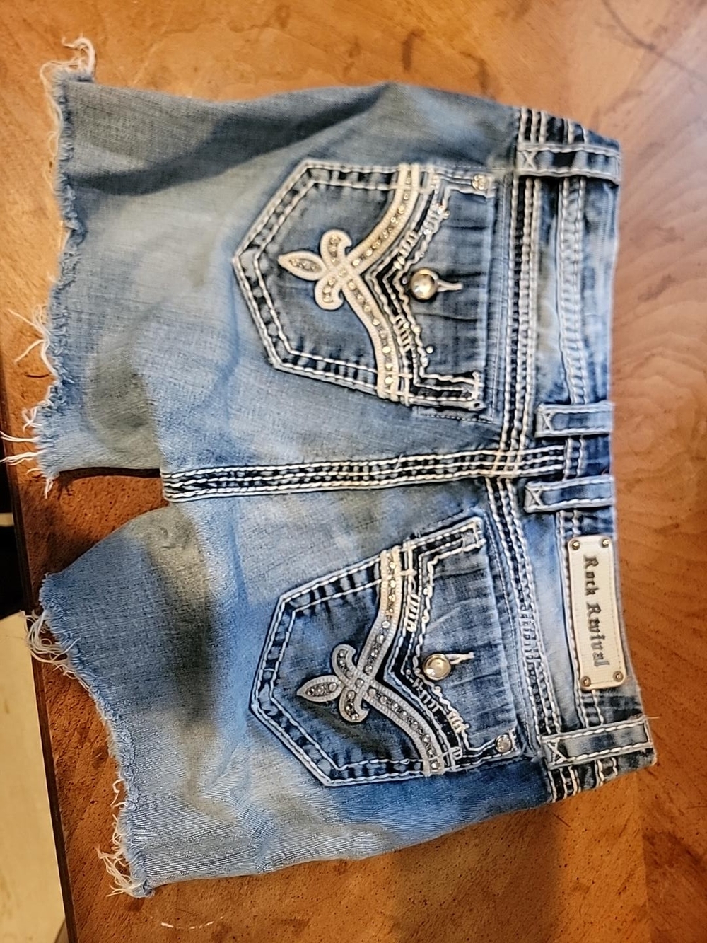 Rock Revival Womans Light Blue Distressed Denim Shorts